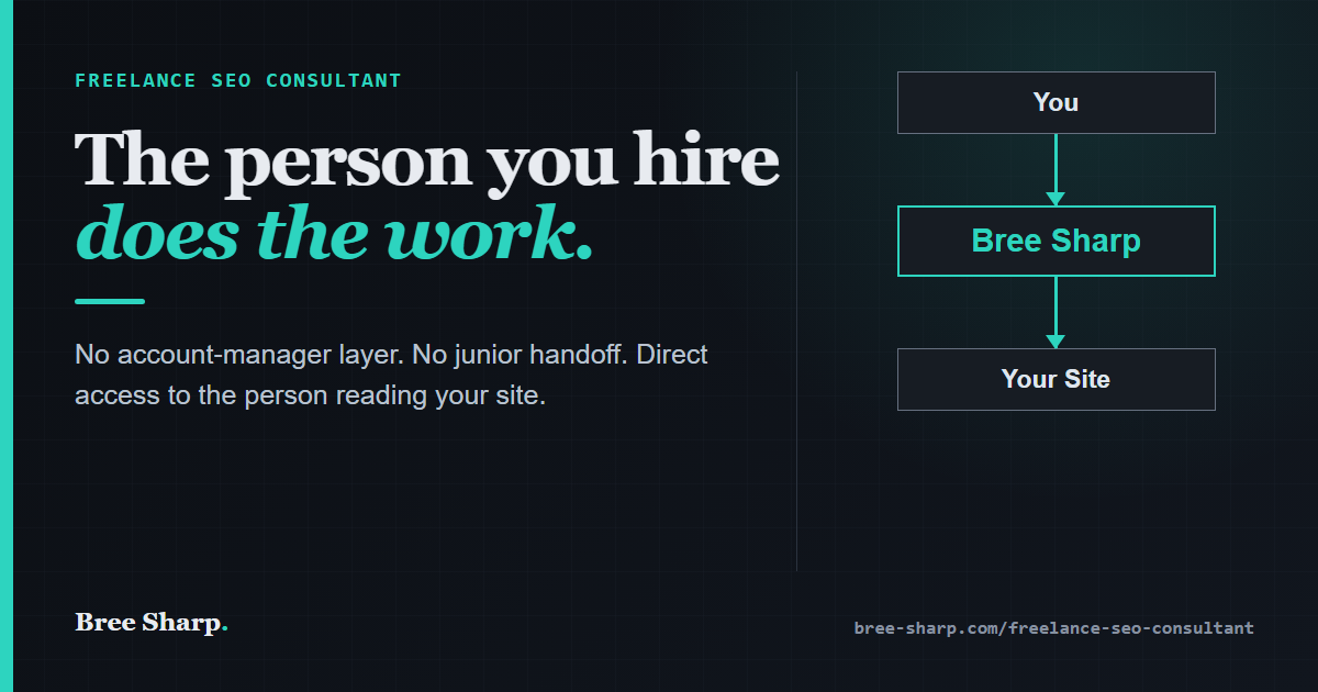 Freelance SEO consultant direct-access diagram from you to Bree Sharp to your site