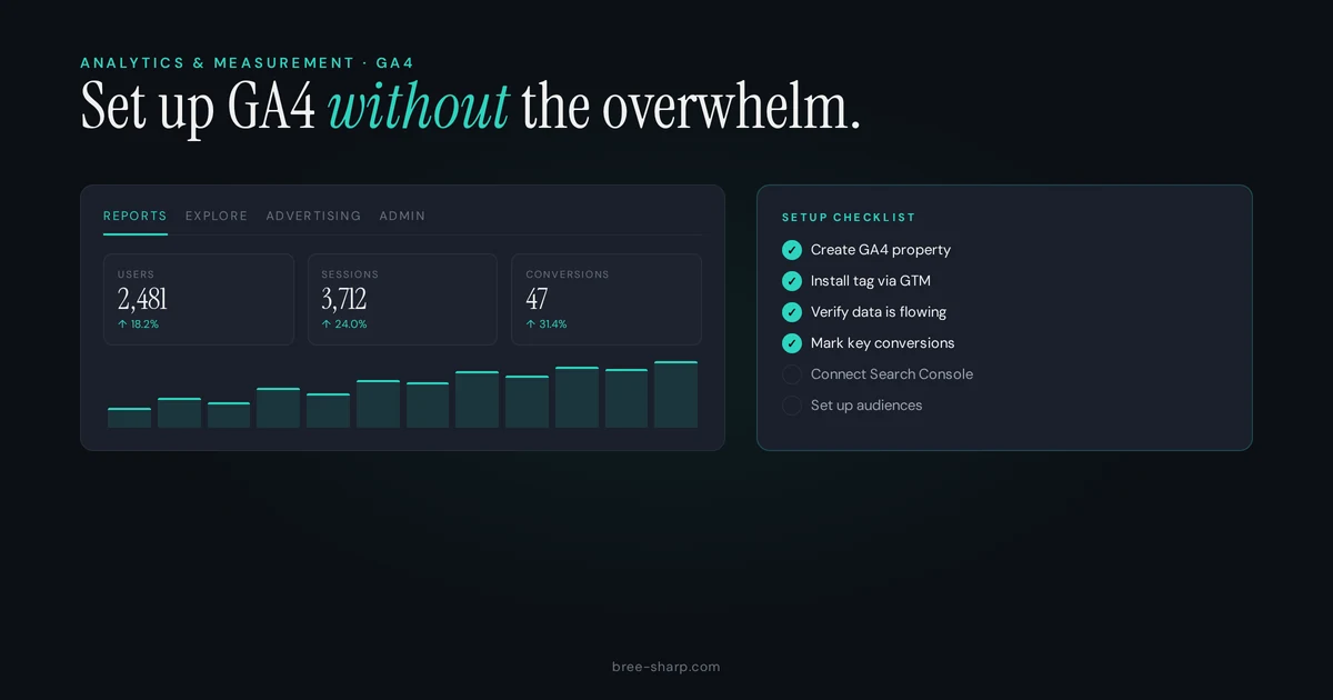 Setting up Google Analytics 4 for a small business website