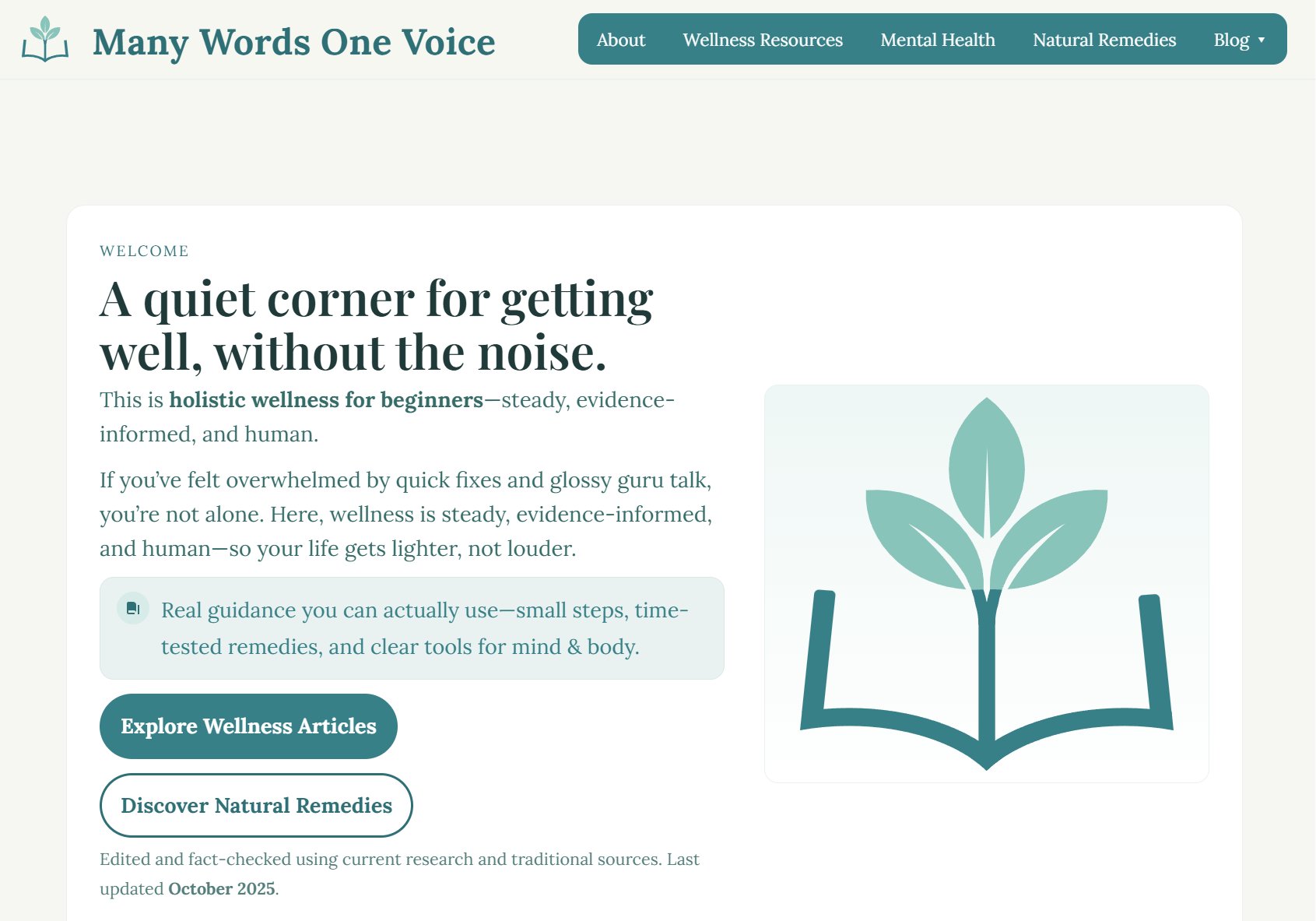 Many Words One Voice — wellness and lifestyle content platform