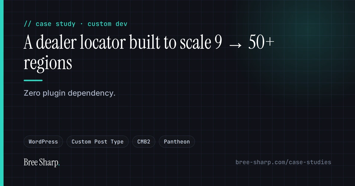 Scalable dealer locator case study card