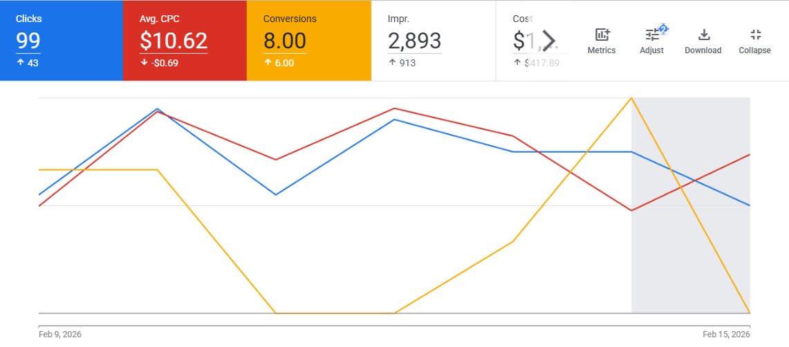 Google Ads PPC dashboard screenshot