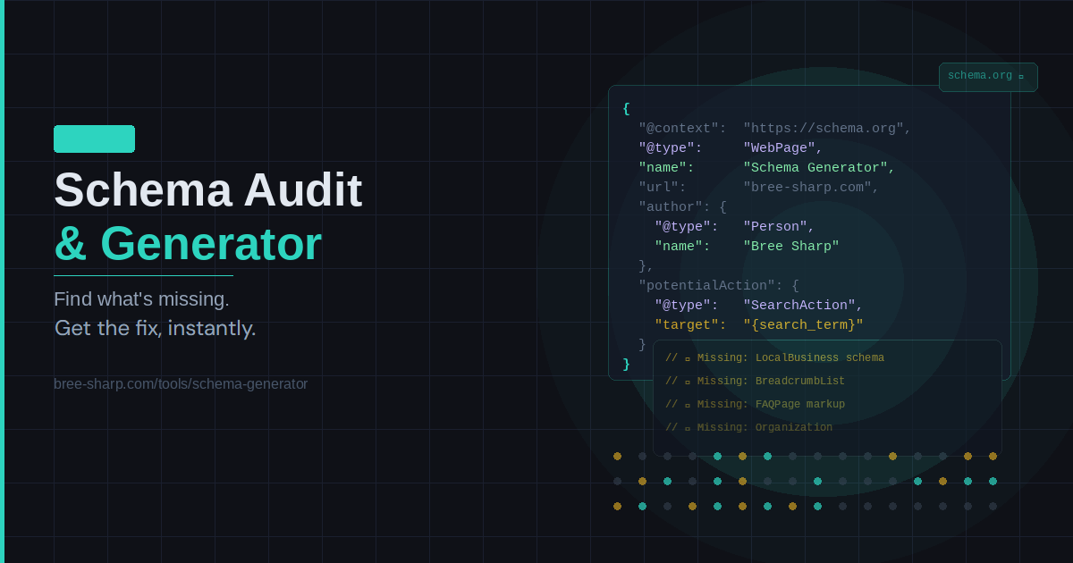 Schema markup audit and JSON-LD generator interface